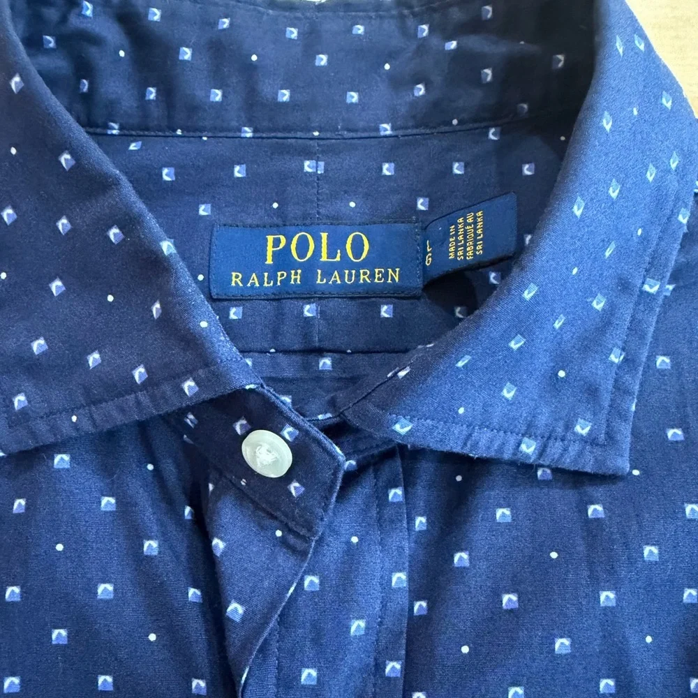Polo Ralph Lauren Blue Patterned Button Down Long Sleeve Shirt